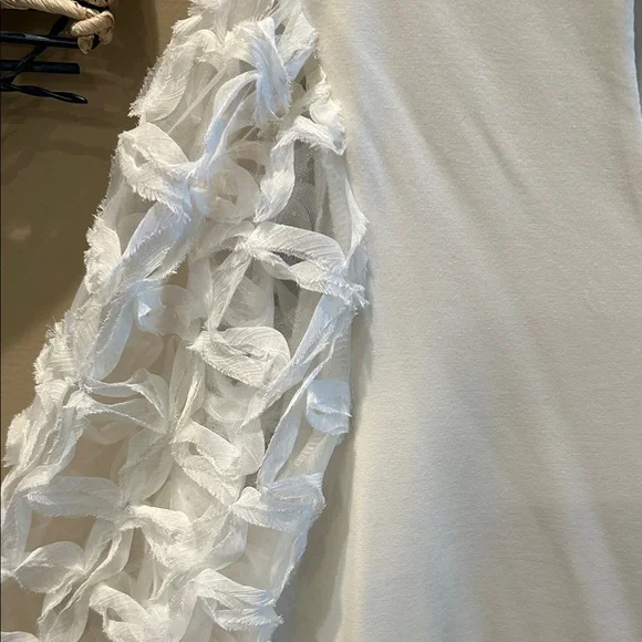 Chico's Ivory Top with Textured Sleeves - Picture 3 of 5
